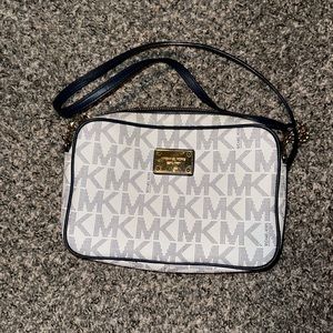 Navy blue and white Michael Kors Purse